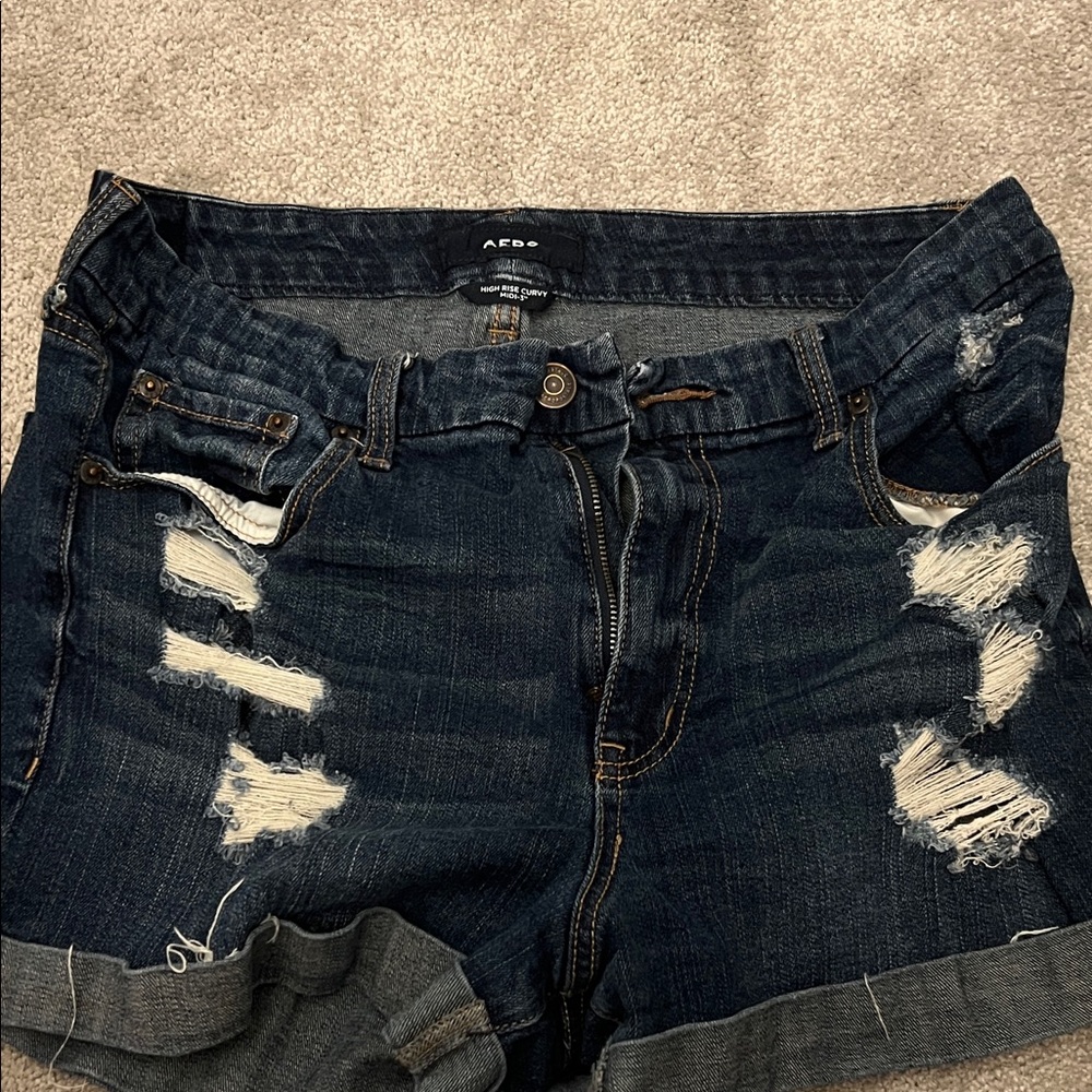 Women's Aeropostale Distressed Denim Shorts - Dark Blue